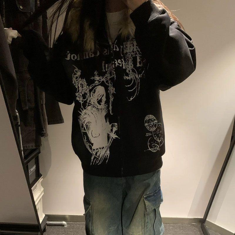 Women Y2k Aesthetic Tie-dye Printing Hoodies Harajuku Vintage Fur Patchwork Hooded Hoody Casual Grunge Oversized Sweatshirts