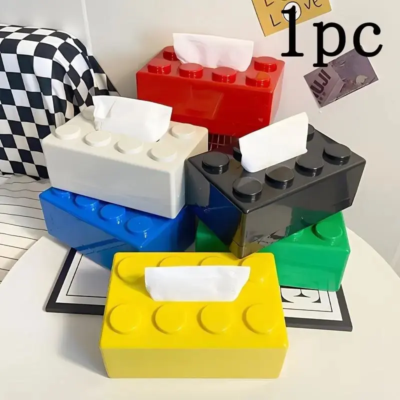 Creative Block Design Tissue Box, Desktop Tissue Holder, Wall Mounted Tissue Box, Decorative Tissue Holder for Home Kitchen Bedroom Living Room Dining Room, Bathroom Accessories Organizer, Bathroom Supplies
