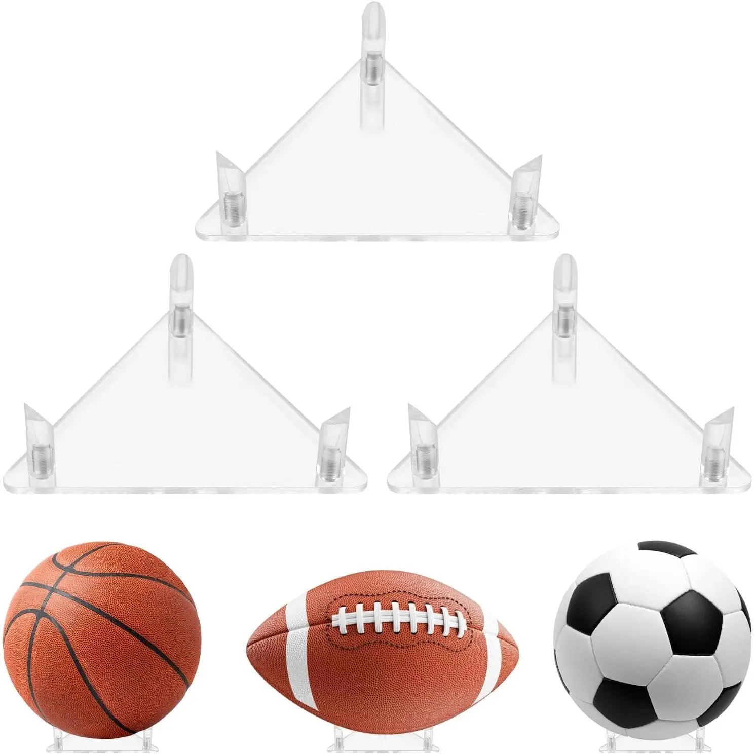 3 count  Basketball Holder,Clear Football Stand,Display Stand for Football,Soccer,Volleyball,  Ball Stand for Displaying  Memorabilia
