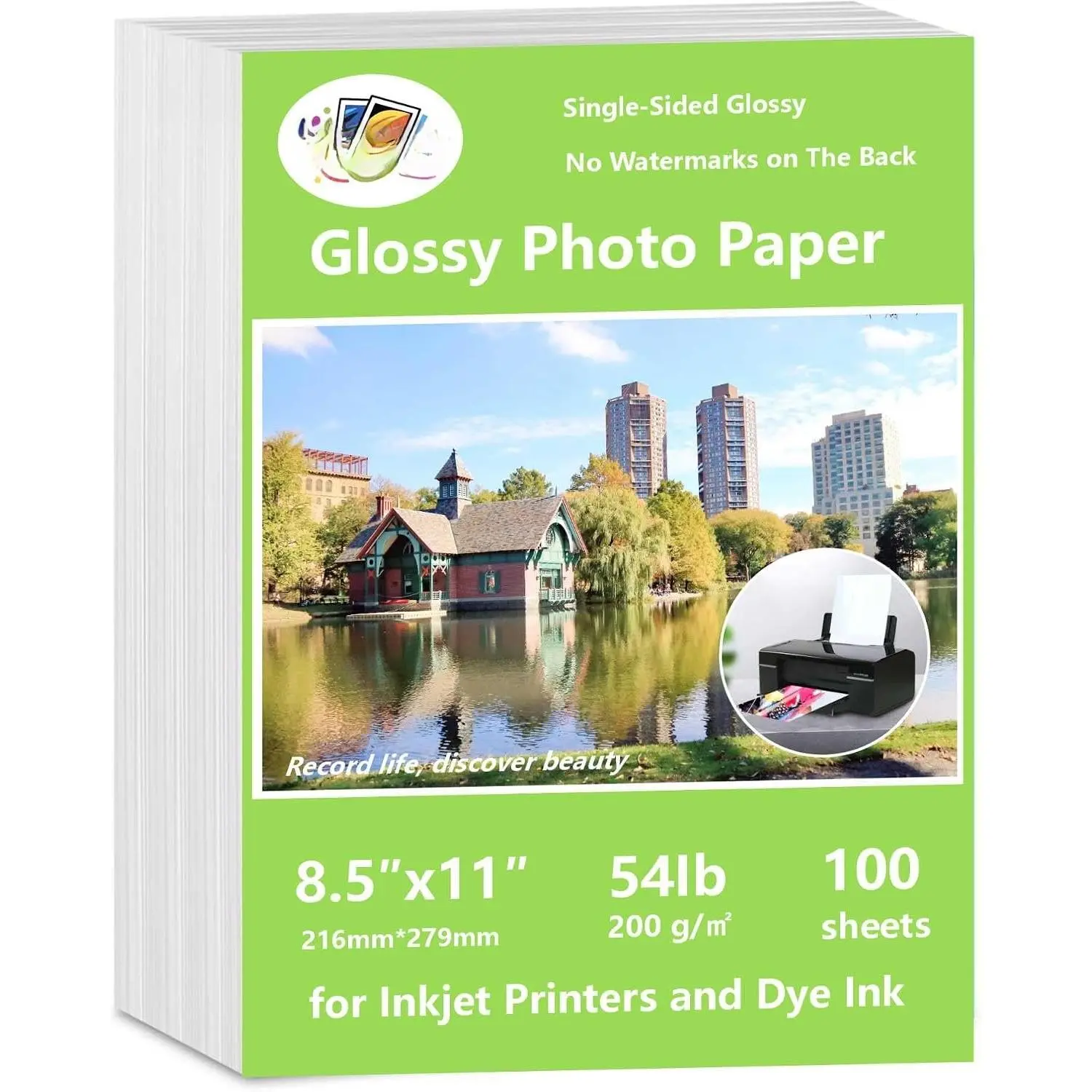 Inkjet Glossy Photo Paper, 8.5X11 Inches,Pack of 100 Sheets, Compatible with Inkjet Printer Use DYE INK,Glossy Inkjet Paper 200gsm