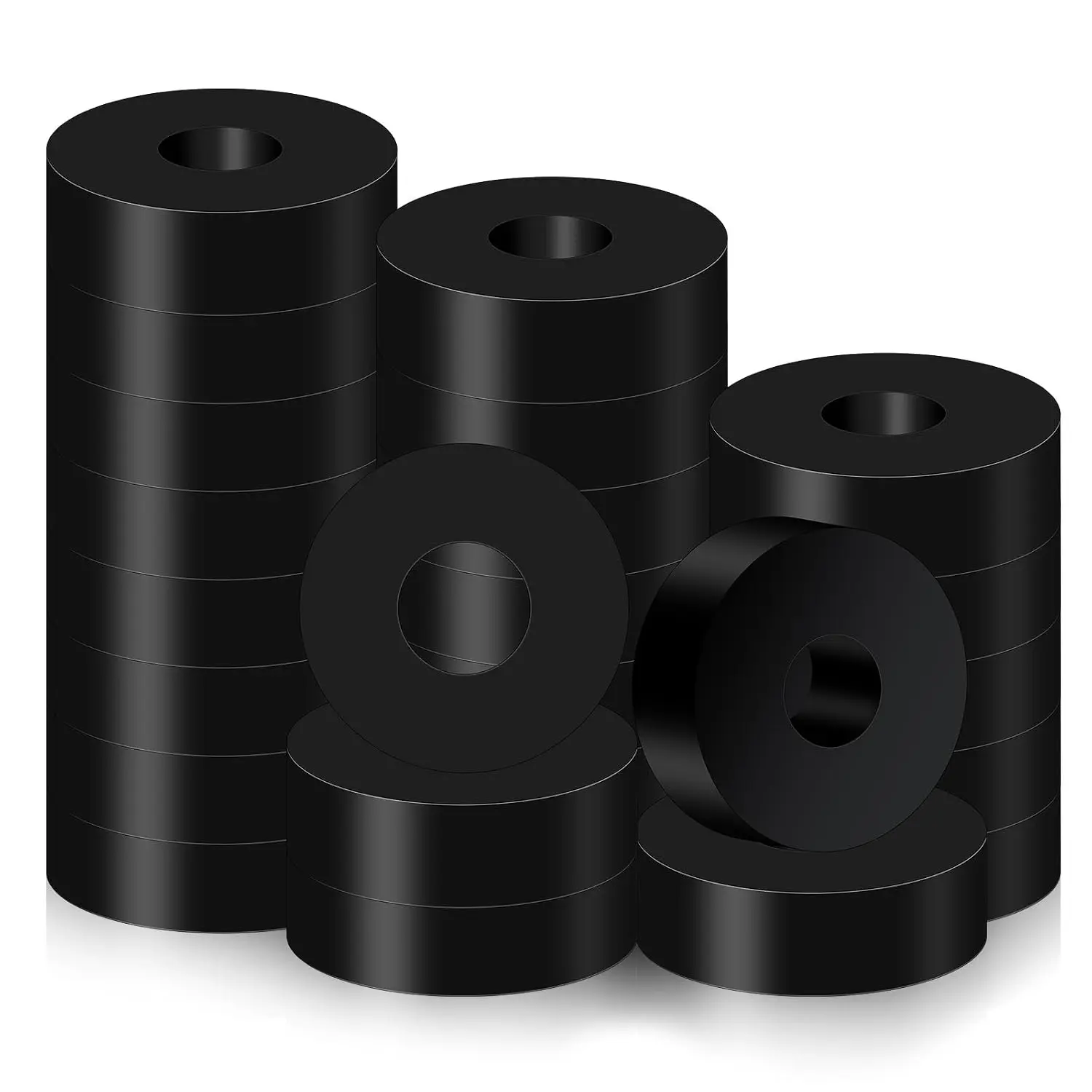 25 count Thick Rubber Washers, Rubber Spacer 3/4 Inch OD x 1/4 ID x 1/4 Inch Thickness Black Flat Washers Anti-Noise Round Spacers Black Grommet Flat Washer Thick Bushing Spacer for  Accessories