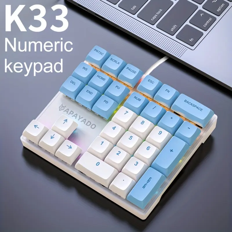 Wired Numeric Keyboard USB 33-Key Mini Number Pad Accounting Laptop Notebook Tablet Portable Ultra-Thin Laptop Keyboard Plug and Play for Any Device with USB Port
