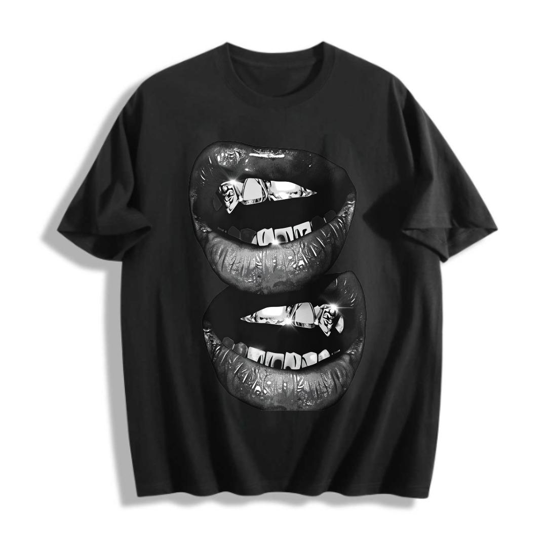 Graphic Design Men's T-Shirt Lips And Teeth Art Print Summer Casual Wear For Him