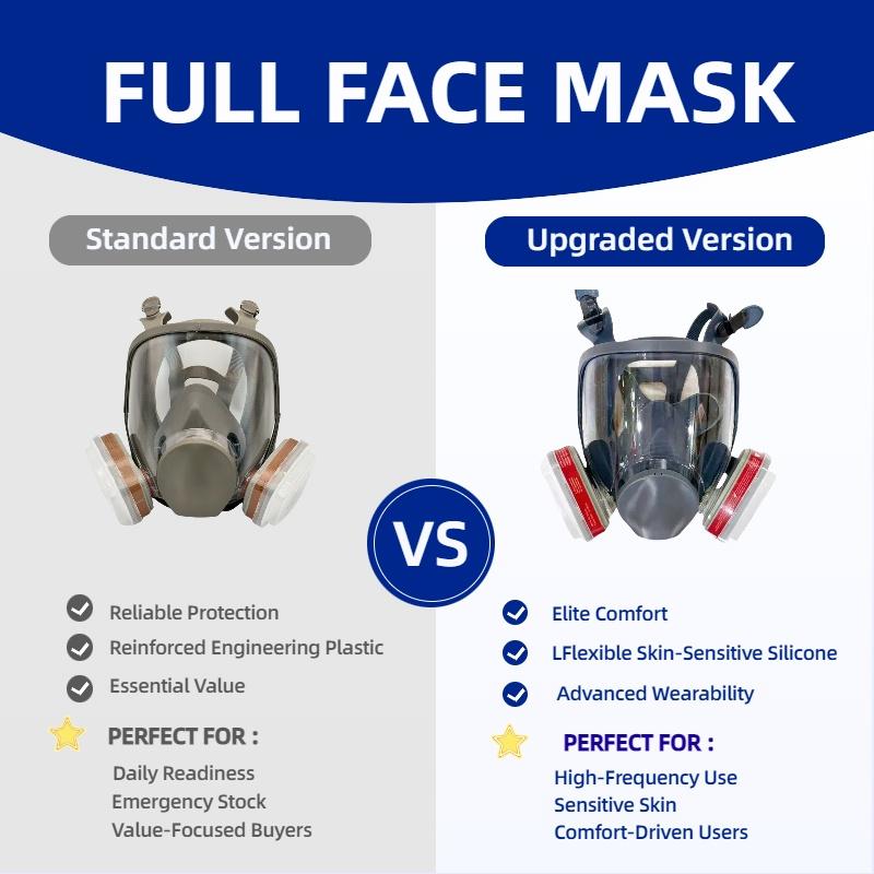 Silicone Upgrade Reusable Full Face Mask Anti-Toxic Mask Dustproof Gasproof Mask, 19-In-1 Filter Box, Protects Against Toxic Gases, Dust, Chemicals, Ideal for Painting, Sanding, Industrial Work