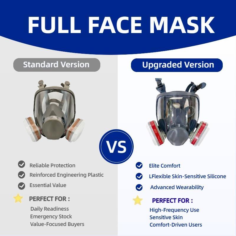 Silicone Upgrade Reusable Protective Mask Full Face Mask Anti-Toxic Mask, 19-In-1 Filter Box, Protects Against Toxic Gases, Dust, Chemicals, Ideal for Painting, Sanding, Industrial Work