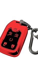 for Chevrolet key fob cover case with Metal buckle,Soft TPU key Shell/skin,4-Buttons fit GMC chevy Colorado Silverado Suburban Tahoe Silverado Remote Key Vehicle Accessories(Silver)