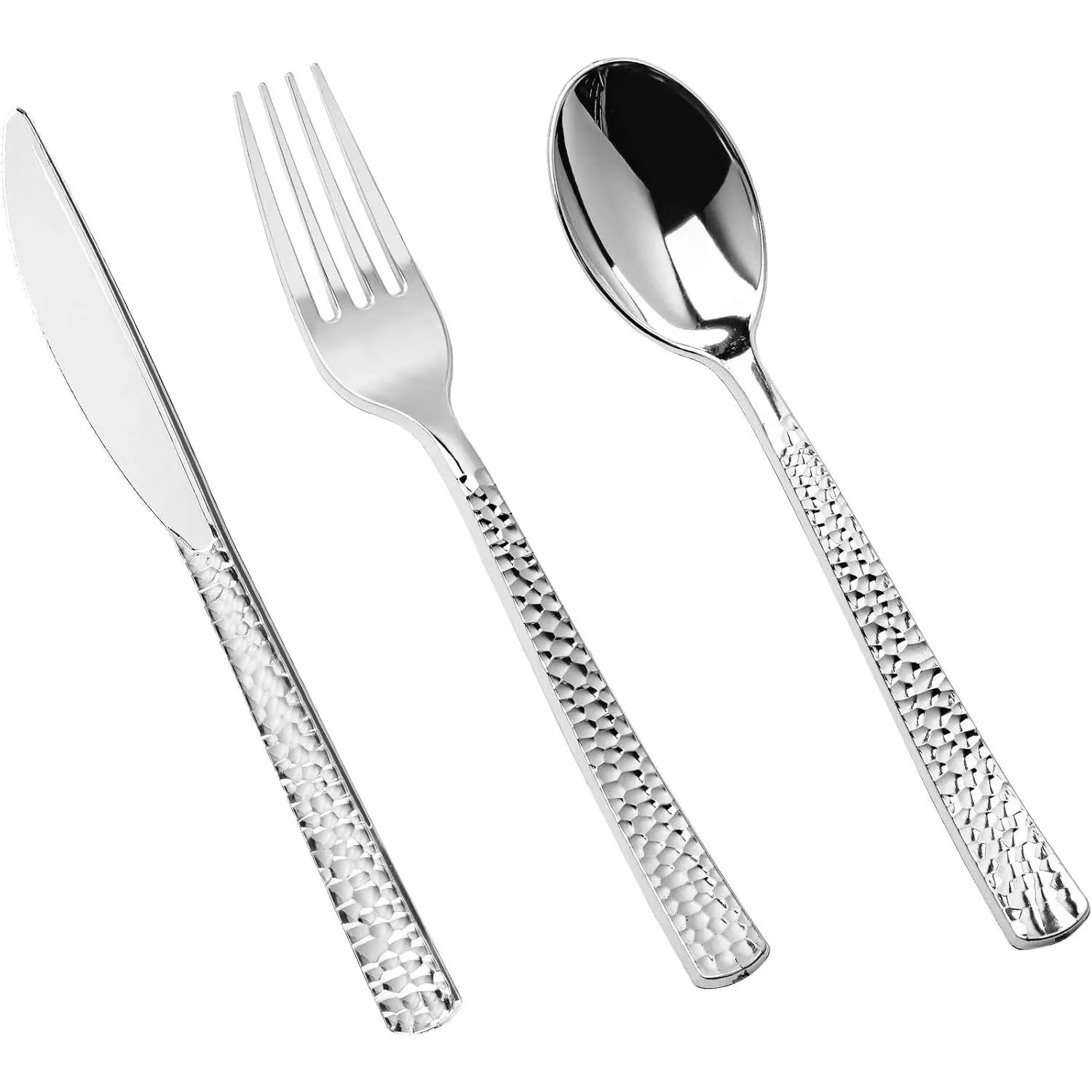 150 count  Plastic Silverware, Heavy Duty Plastic Cutlery Set, Disposable Utensils - 50 Forks, 50 Spoons and 50 Knifes for Party, Wedding and Events