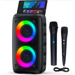 Portable Karaoke Machine with Audio Bluetooth Speaker, 2 Mics (1 Wireless & 1 Wired) for Adults, Birthday Party Use, Supports TF/AUX/TWS