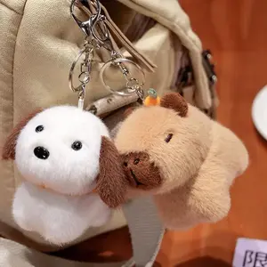 Dog/Cat/Capybara Doll Plush Capybara Keyring Knapsack Bag Hangings Ornament Stuffed Animals Keyring Cartoon Key Pendant Kid Gift