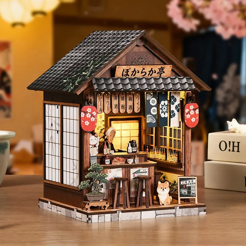 The Mellow Pub Book Nook DIY Assembly Kit for Adults. Tiny Home Vintage Abstract Renaissance Style. Wooden Bookshelf. 3D Hand-Assembled. Miniature Dollhouse, Birthday Gift.