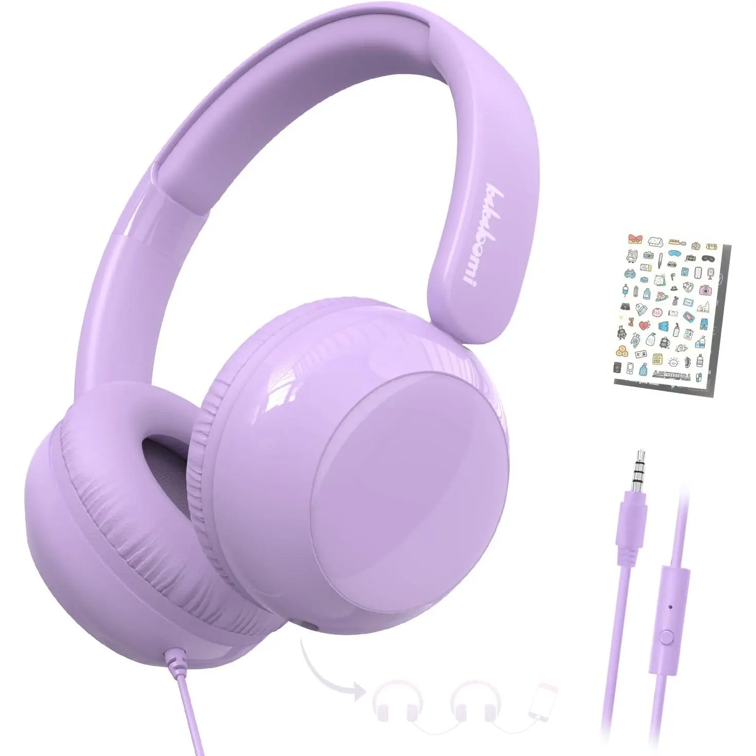 Headphones with Cord, Wired Headphones for  with Microphone, Volume Limit, 3.5mm Jack, Shareport, Stereo Sound Boys Girls Sticker Crafting Headset for School/Tablet/iPad