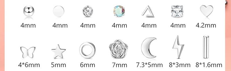 FASACCO Cartilage Earring 18G Flat Back Stud Earrings Surgical Steel Helix Tragus Piercing Jewelry