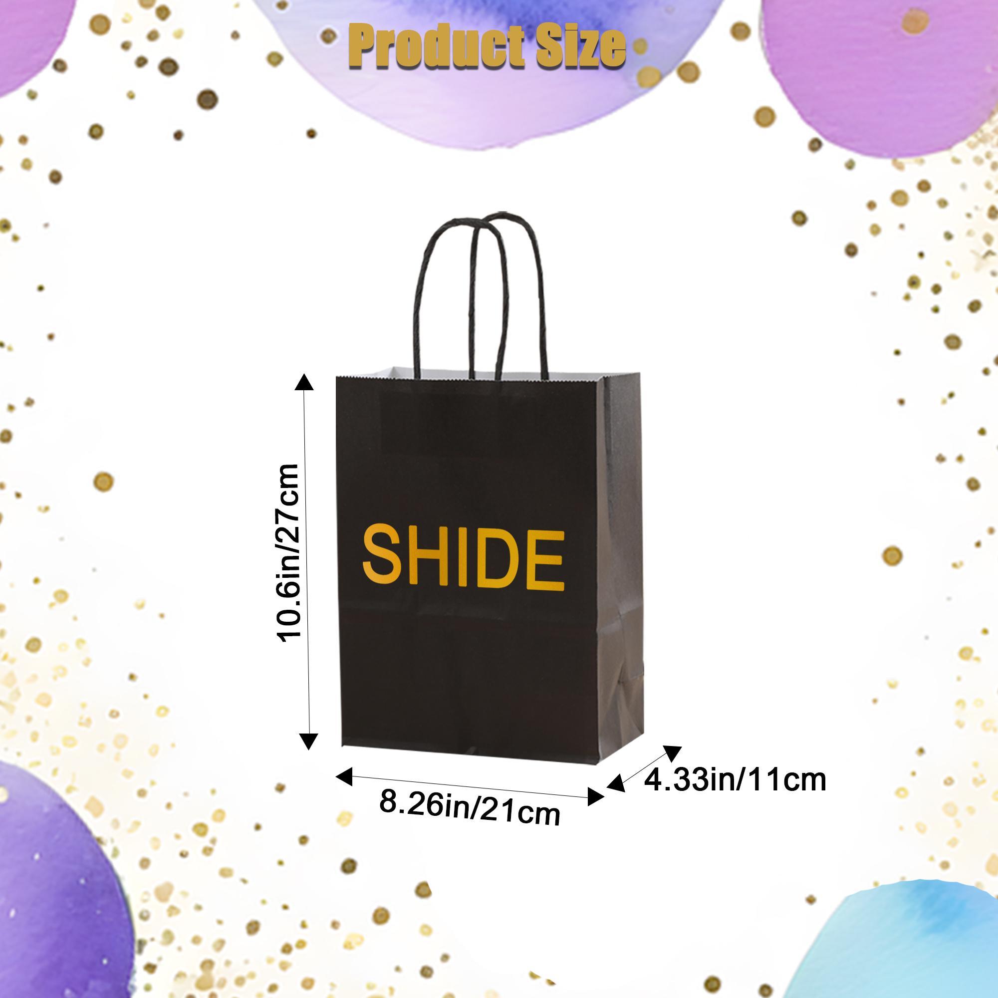 Black Paper Gift Bags with Handles, 5-Count Gift Wrapping Bag Set for Birthday, Wedding and Anniversary, Party Gift Packs, Graduation Gifts and Mystery Birthday Gifts for Him or Her