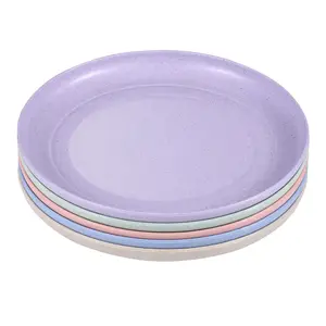 5 Pcs Natural Dish Plates Eco Friendly Unbreakable Dinnerware Sets Microwave Safe Tableware For Home Camping Travel