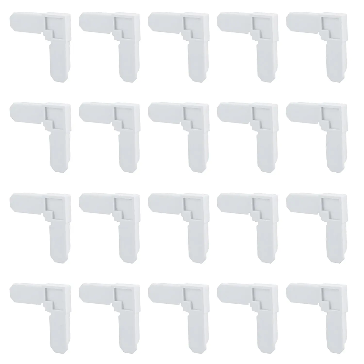 20-Pack White Plastic Screen Frame Corner Replacements (5/16in x 3/4in) - Snap-Fit DIY Repair Parts for Sliding Windows, Screen Doors