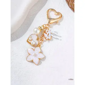 Sweet Girly Kawaii Key Ring Bag Charm, Trendy Cherry Blossom Butterfly Heart Pendant With 3D Flowers Butterflies & Bow Ornaments, Multi-Functional Accessory For Backpack Purse & Car Keys, Lovely Sentimental Birthday Gift For Best Friends And Girlfriends
