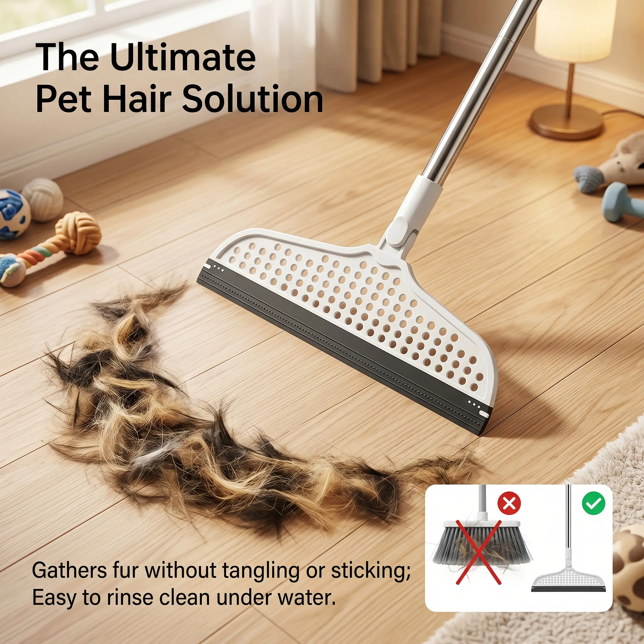 Silicone Floor Wipers, Glass Wipers, Home Cleaning Tools, Floor Hair Cleaning Products, Durable Stainless Steel Handles