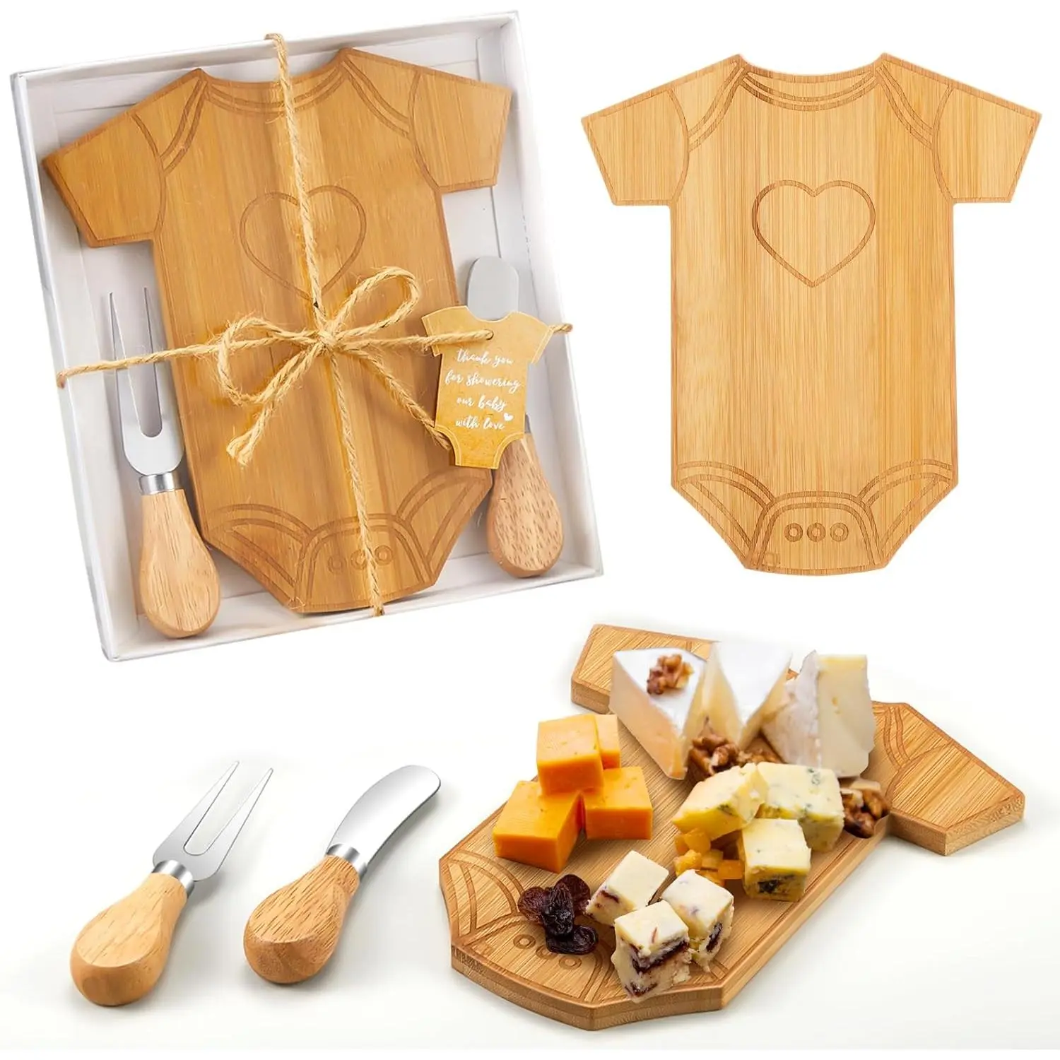 1 Set  Shower Prizes Clothing Cheese Board  Set, | Mini Charcuterie Board with  Fork  Box,  Shower Return Gifts for Guests,  Party Favors