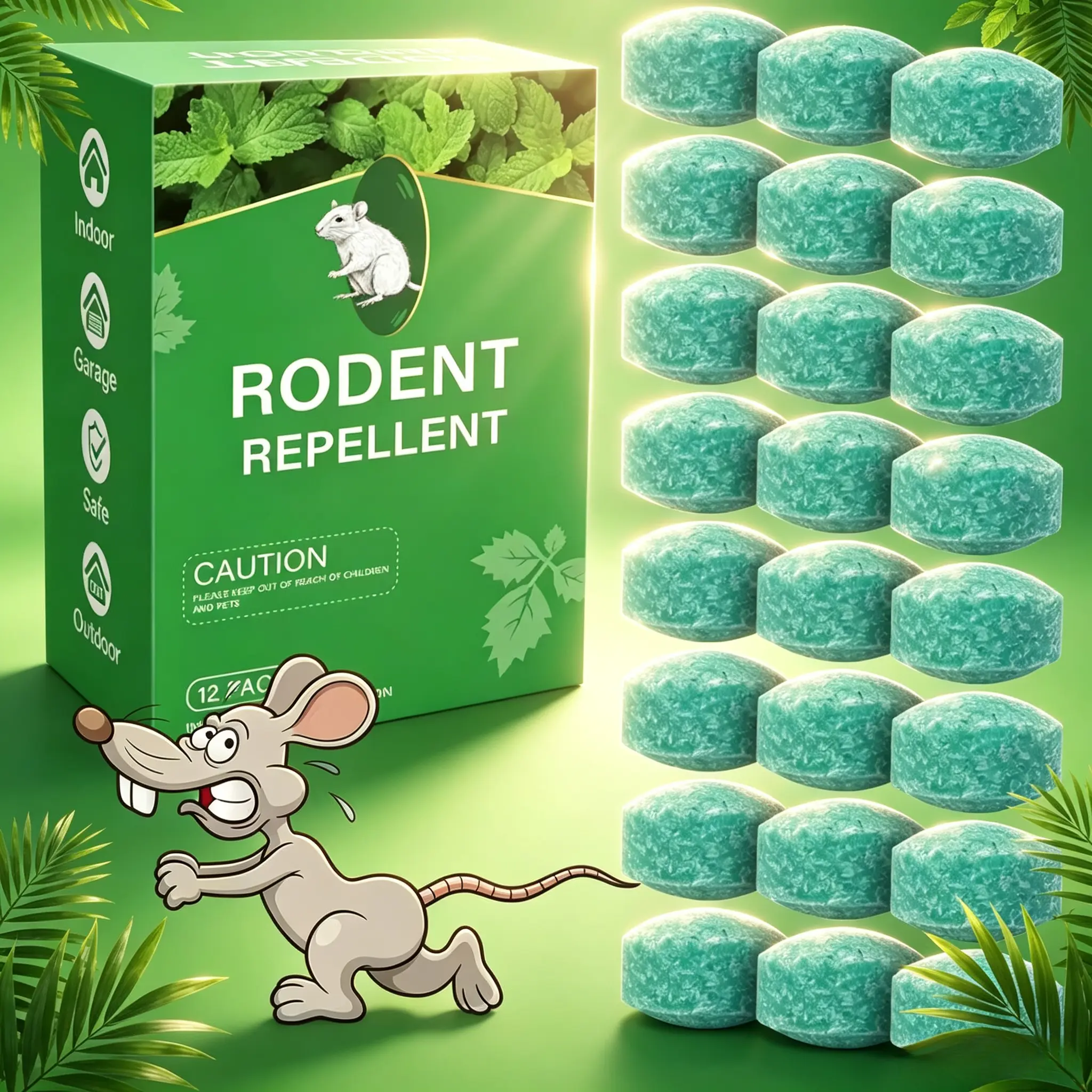 12-Pack Natural Peppermint Oil Rodent Repellent Balls with Scent, Non-Toxic Safe Mice-Deterring Deterrent for Indoor Garage Attic, Home Pest Control Supplies