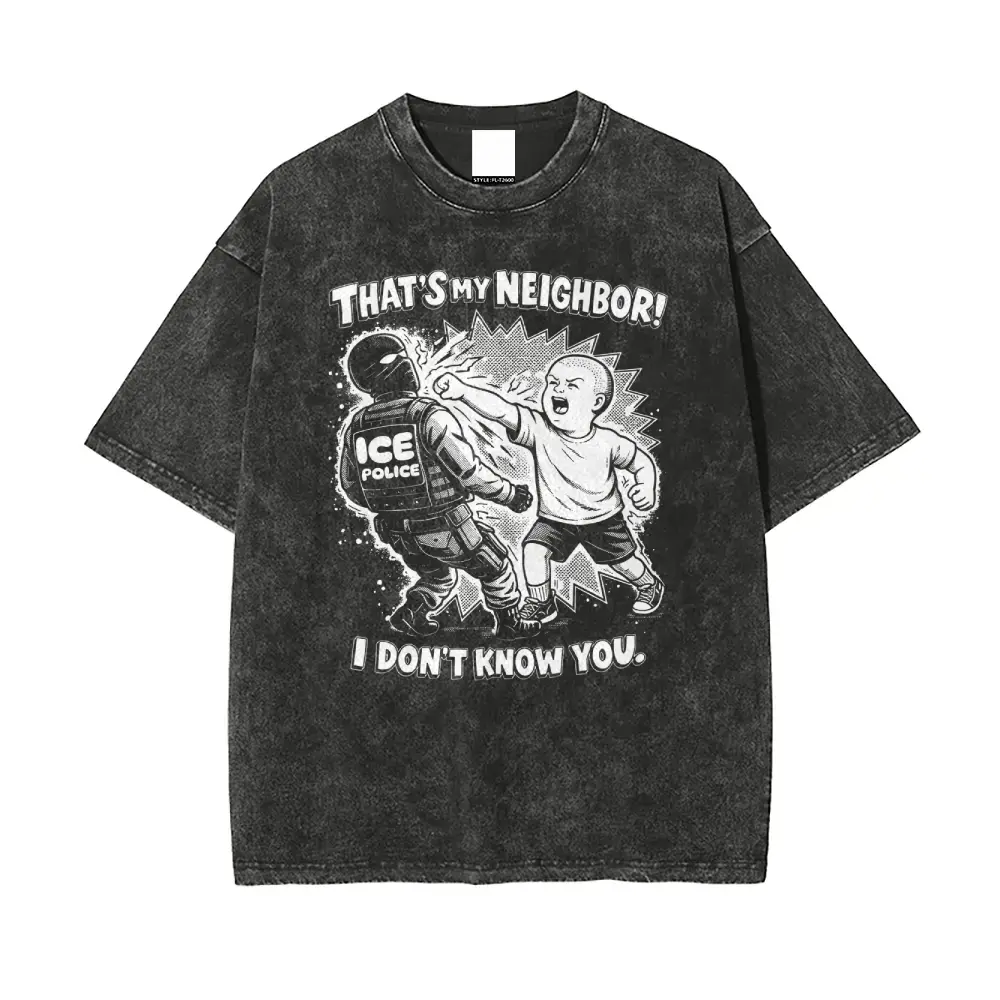 Unisex Oversized Anti-ICE Print Graphic T-Shirt - Vintage Washed Fabric, Shortsleeve Casual Sports Top for Streetwear, Short Sleeves, Streetwear Top