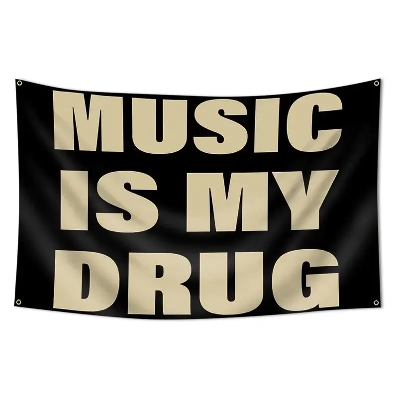 Music Is My Drug Flag 3x5 Feet Outdoor Wall Banner Dorm Room Decor for Bedroom  Study Room Home Decoration Durable Decorative Tapestry for Indoor Use Minimalist Wall Tapestry Aesthetic Room Backdrop