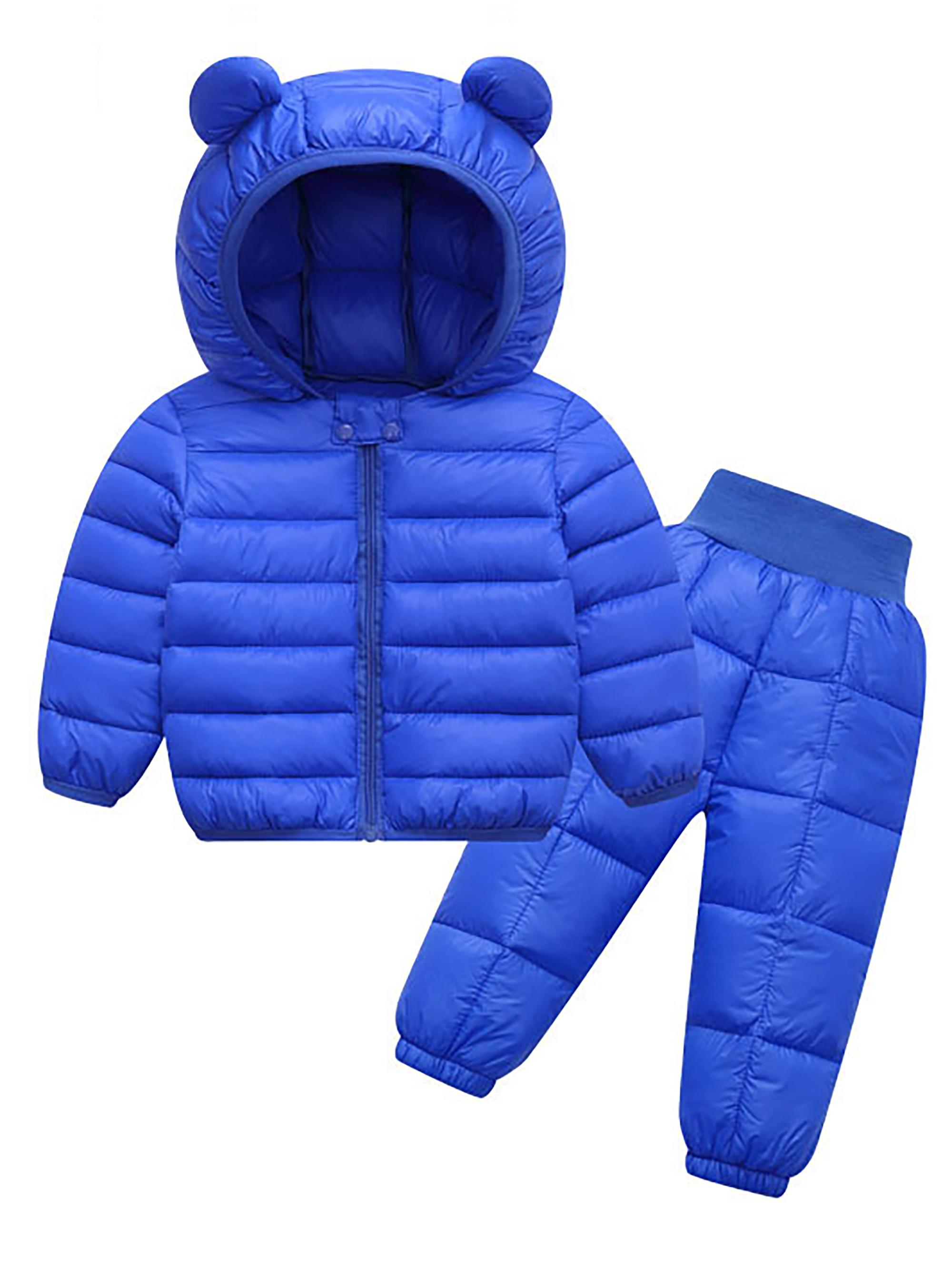 (New)2pcs ' European/American Style Winter Ski Suit Set - Boys & Girls Bear Ear Hooded Jacket & Pants with Coat & Matching Snow Pants, Thickened for Skiing, Ice Skating, Outdoor Play (Pink, Hand Washable), Perfect for Outdoor
