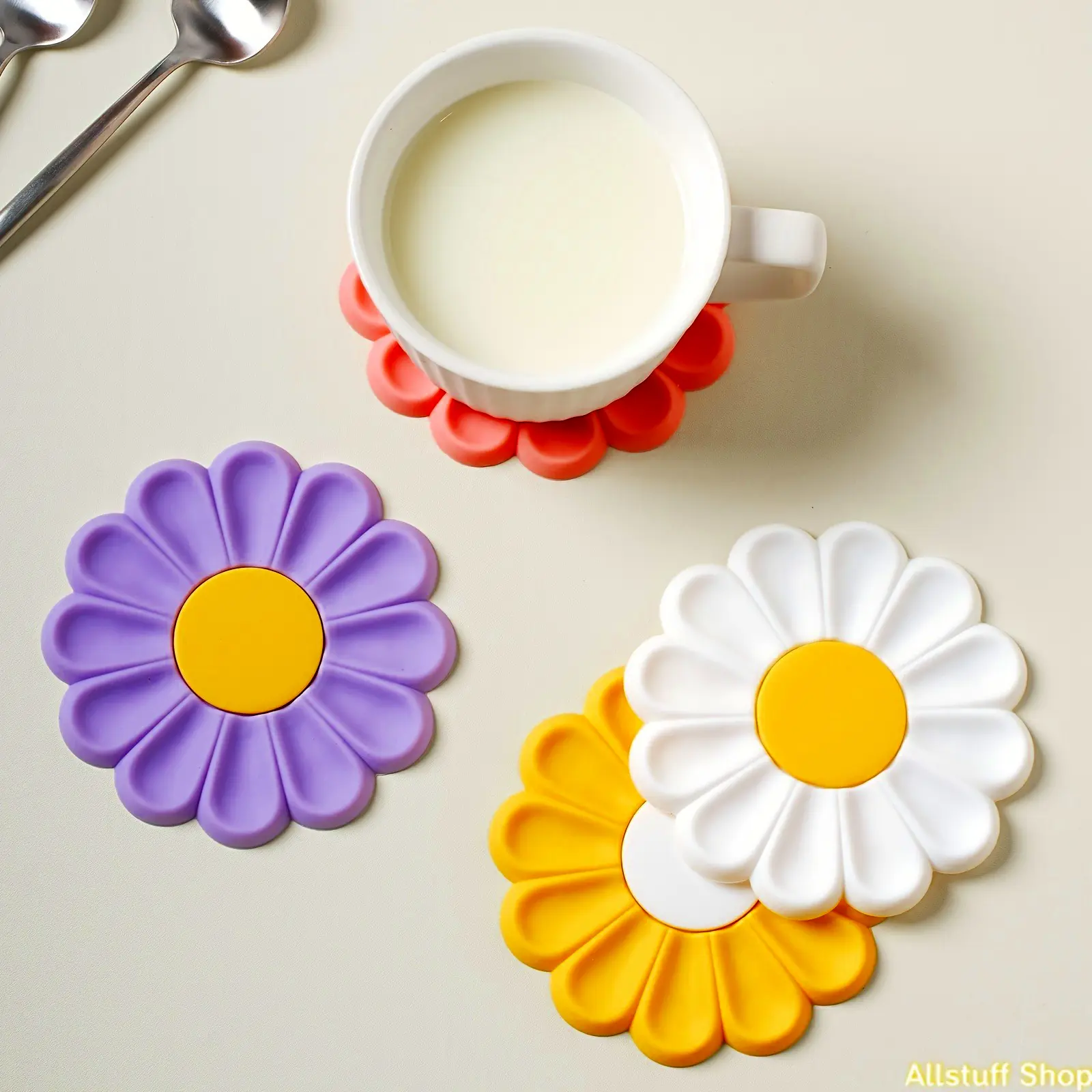 1/6pcs Daisy Silicone Coaster Cute Flower Mug Mat High Temp Coffee Cup Pad Decor Gift
