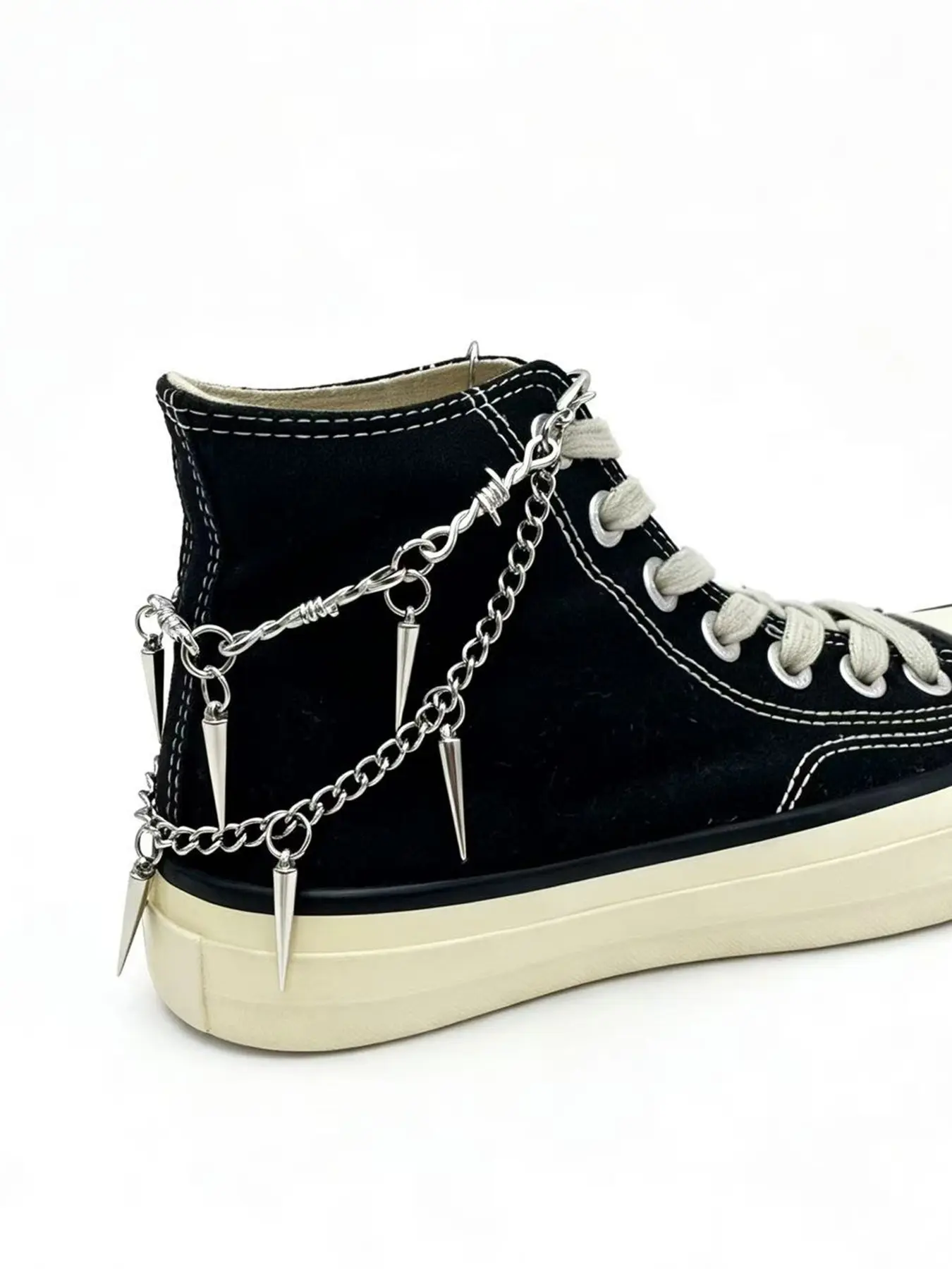 2pcs Thorn Rivet Pendant Shoe Chain, Punk Style DIY Shoe Chain, Detachable Shoe Decoration, All Seasons, Plain Design, Shoe Decoration Charms, Xl680205