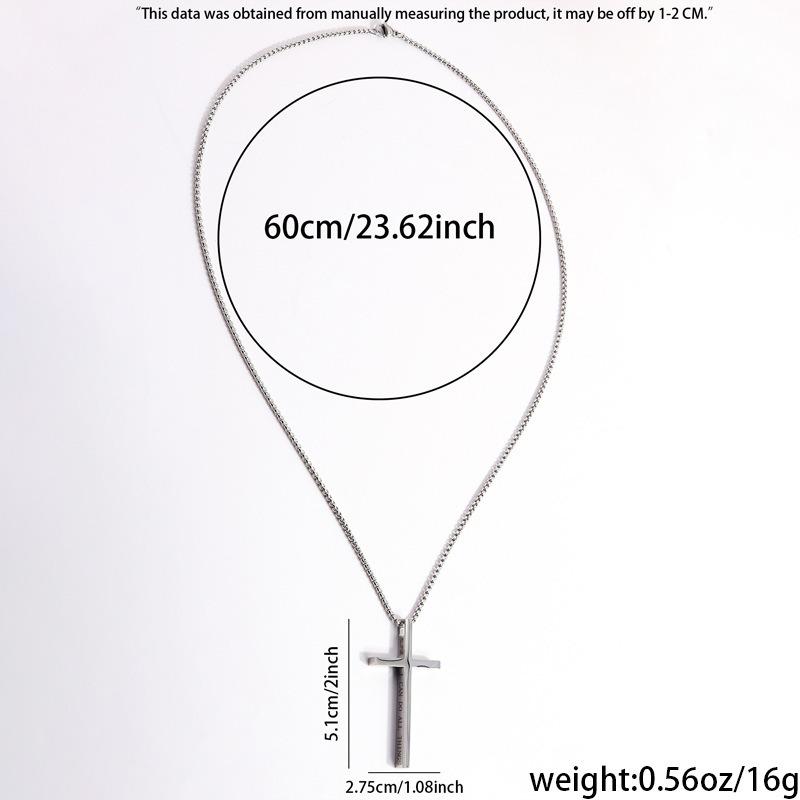 Cross Necklace for Men , Mens Necklace Waterproof Cross Pendant, Silver Chain Confirmation Gift for Him, Christian Catholic, Philippians 4:13 Christian Cross Stainless Steel Necklaces for Men I Can Do All Things