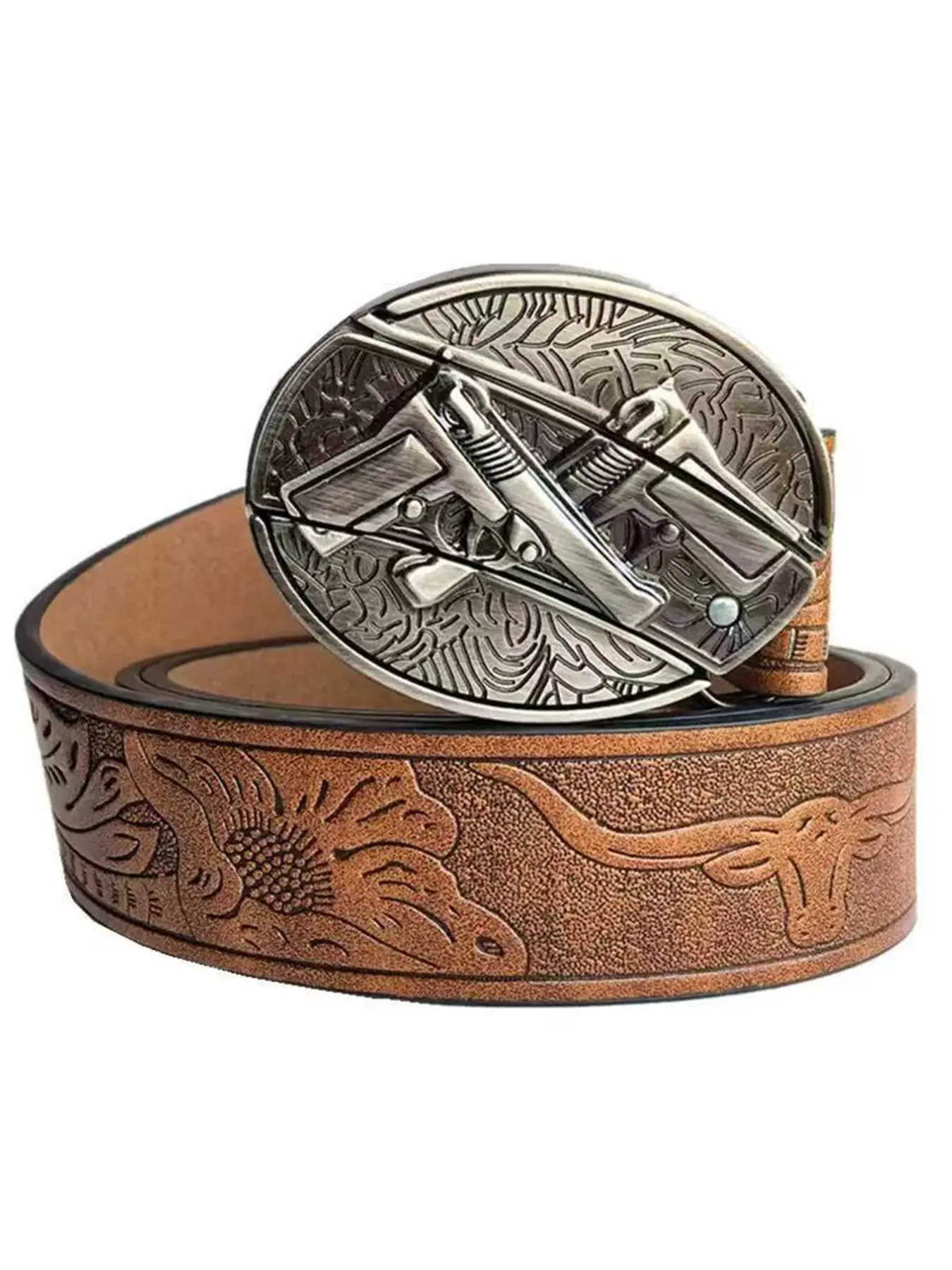 Men's Western Bohemian Style Leather Belt, Vintage Dark Color, Casual Business Gift, Perfect for Boyfriend Husband Father, Daily Fashion Accessory