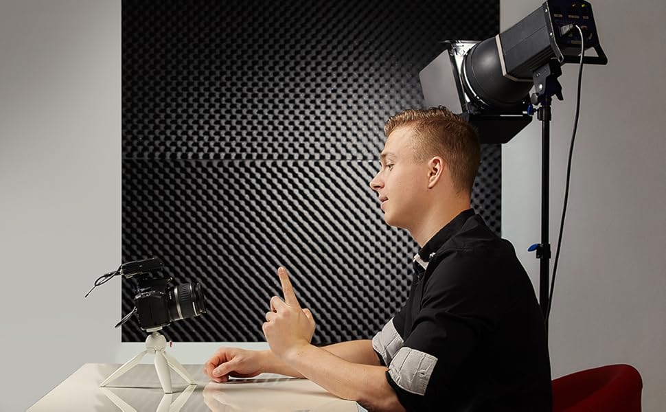 4 PCS Acoustic Panels,48''X24''X2'' Egg Crate Foam Soundproof Foam Wall Panels,High Density Fireproof Noise Cancelling Foam Studio Foam Panel,Noise (Black)