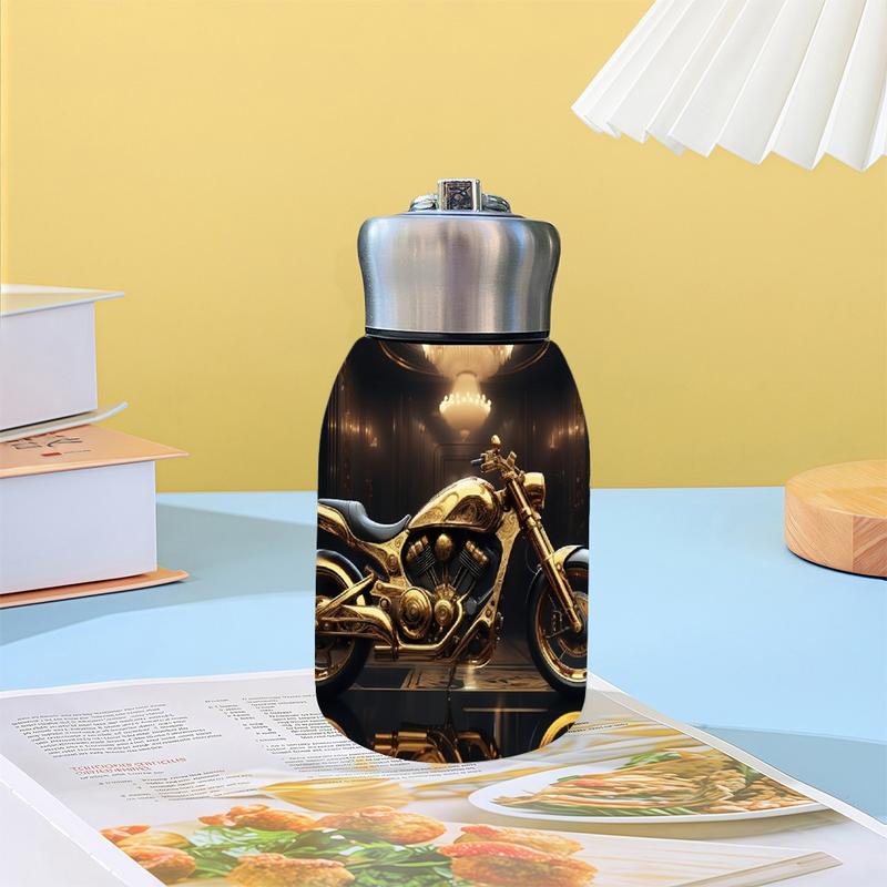 1pc 10.5oz Stainless Steel Tumbler - Leak-Proof, Insulated, Reusable, Hand Wash Only, Chic & Practical, Golden Cruiser Majesty Art Design, Perfect for Office, Camping & Holidays, Ideal Holiday Gift, Durable Drinkware, Office Essentials