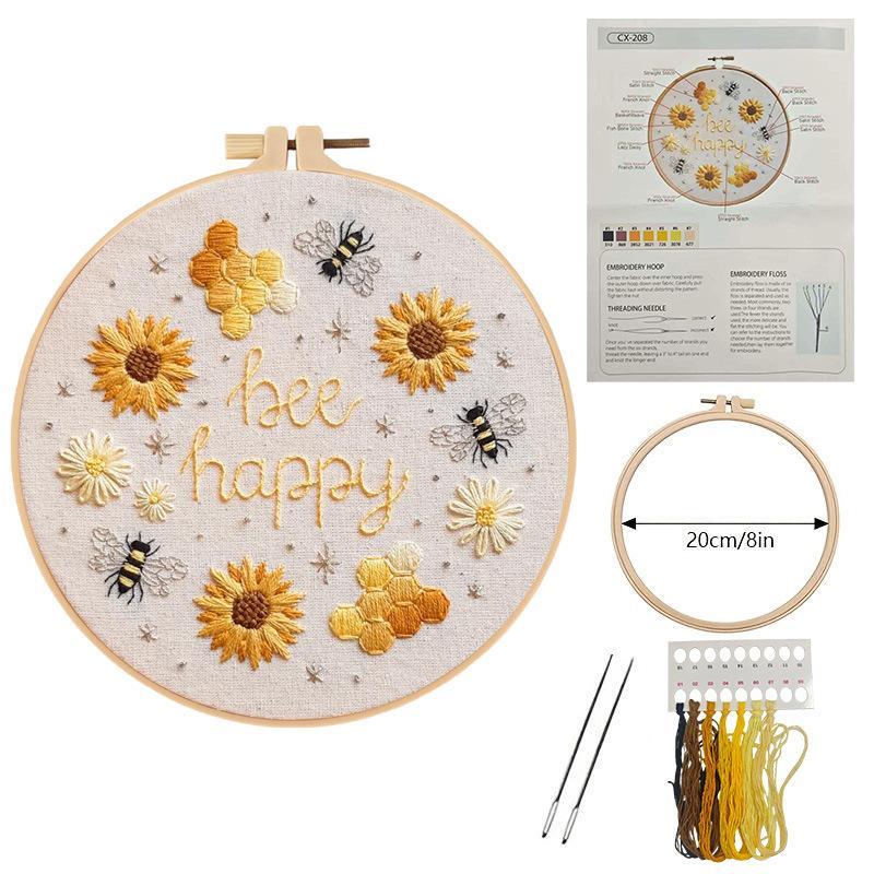 Floral Embroidery Kit for Beginners – DIY Needlework Set with English Guide  Fun & Relaxing Craft for Kids & Adults Create Handmade Art Projects Perfect for Home Decor & Gifts