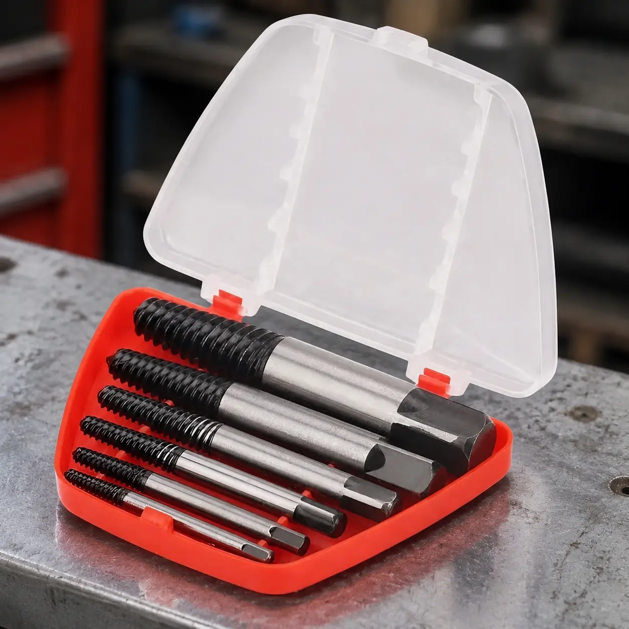Professional Twin Spiral Damaged Screw Extractor Kit: Efficient Stripped Bolt & Nut Remover, Durable Alloy Drill Bits, Non-Slip Design for Protecting Threads. 5 & 6-Piece Auto Repair Tool Set, Essential for DIY & Industrial Use.