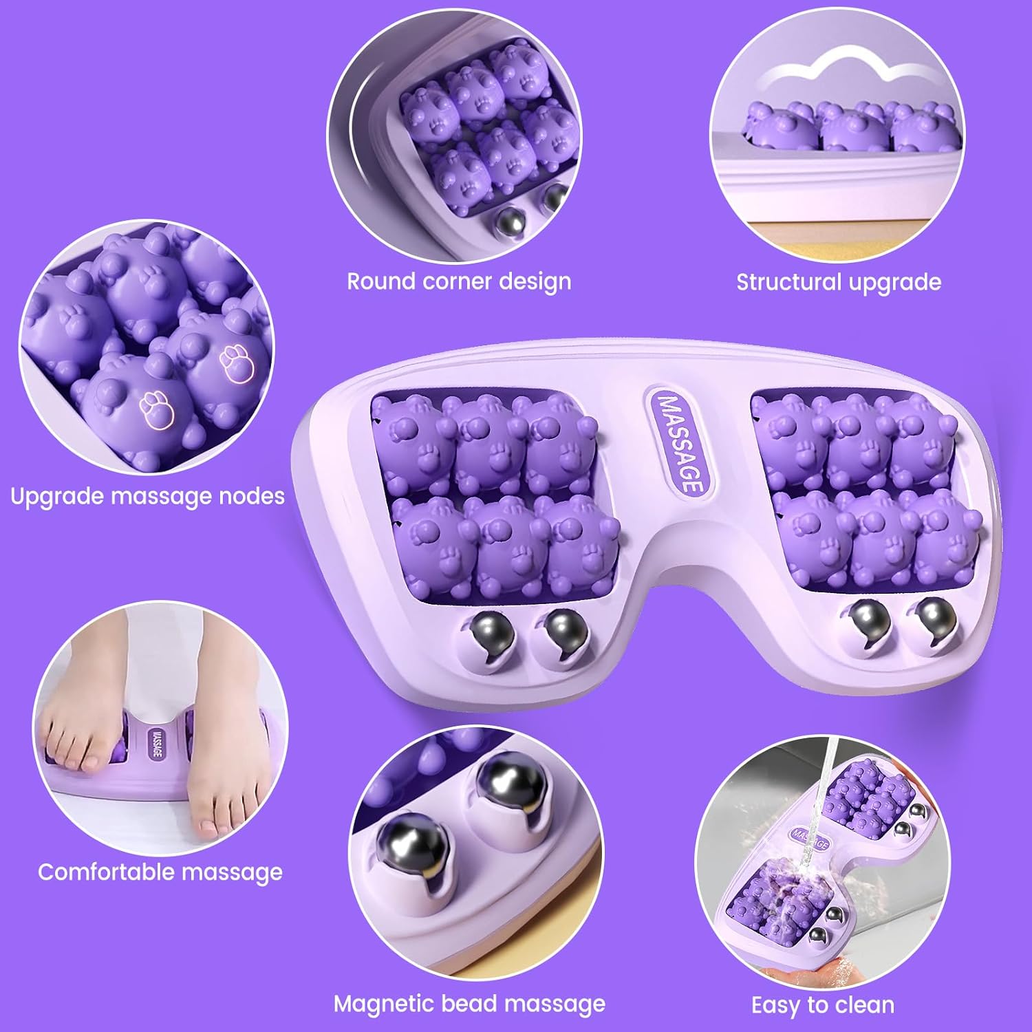 Foot Massager Roller for Plantar Fasciitis Relief, Dual Foot Acupressure Therapy for Pain Relief, Stress Relief and Improved Circulation, Portable Reflexology Tool for Home and Office Use