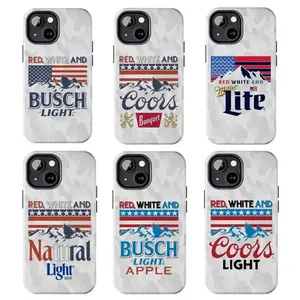 Red White And Busch Light Phone Case - Miller Lite Coors Light Coors Suitable for iPhone 17-11 Pro Max/Plus and  Samsung Galaxy S23-25