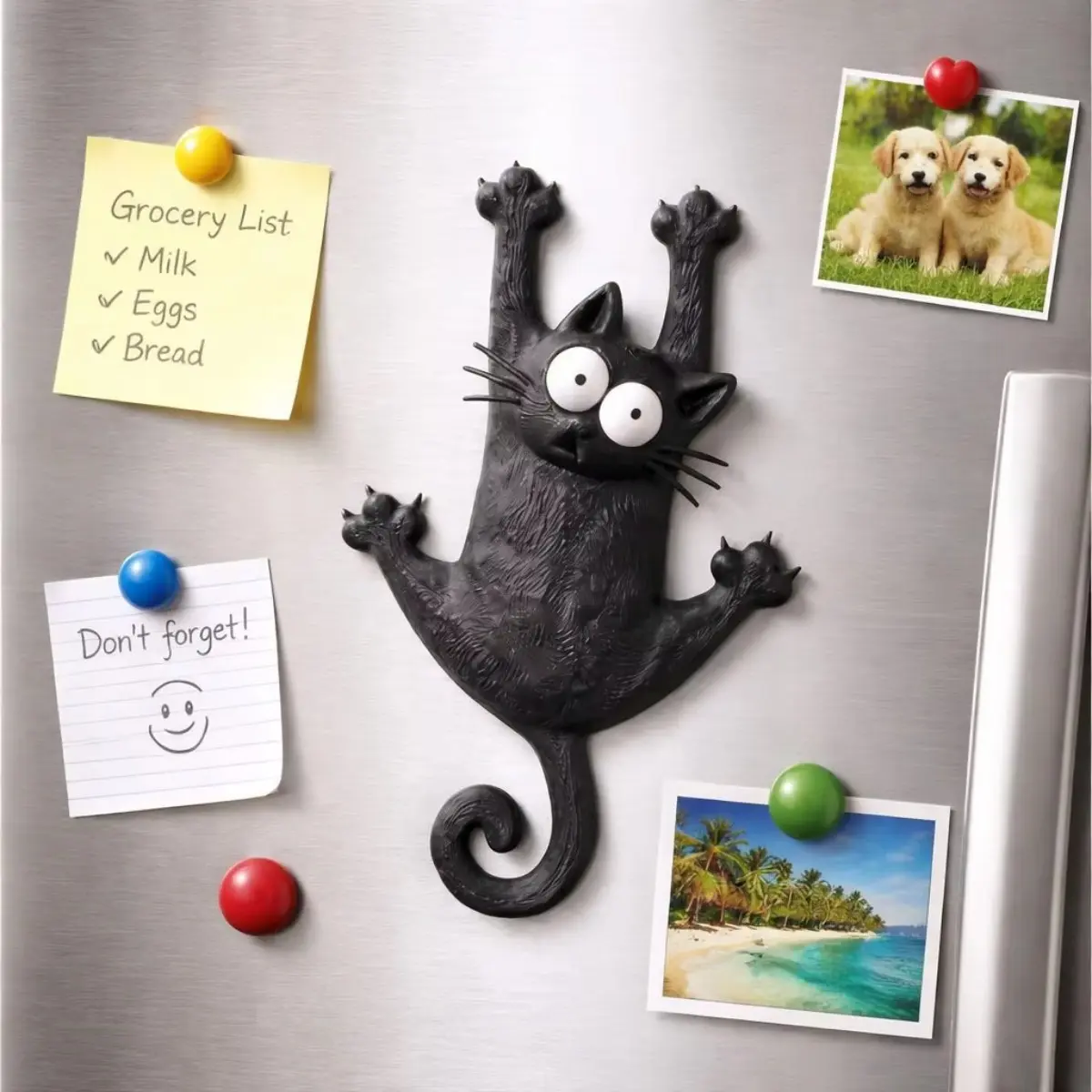 Resin Cute Magnetic Cat Luggage Charm - Playful, Decorative Bag Accessory with Magnets, Funny "Hang in There" Fridge Magnet for Kitchen Decor, Funny Fridge Decor, Purse Accessories, Bag Charms For Handbags, Kawaii Charms