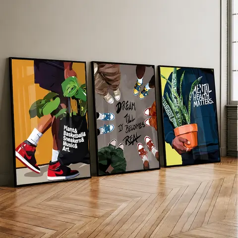 Black Man Wall Art |   Afrocentric Hypebeast Canvas Print, Urban Culture Artwork Poster for Bedroom, Apartment, Studio & Modern Home Decor