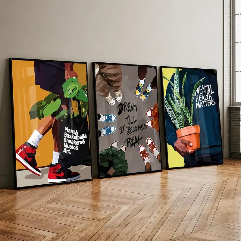 Black Man Wall Art | Afrocentric Hypebeast Canvas Print, Urban Culture Artwork Poster for Bedroom, Apartment, Studio & Modern Home Decor