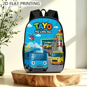 1pc Durable Backpack, Cute Cartoon Bus Pattern, Unisex 2D Flat Print Large Backpack, Features Adjustable Shoulder Straps And Zippers, Suitable for Office Workers And Teenagers, Stylish And Trendy, Can Be Given As A Gift Or Present