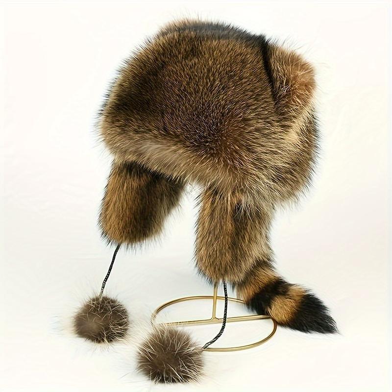 2026 Retro Y2K Raccoon Tail Mood Hat – Detachable Fluffy Earmuffs   Hypoallergenic Machine Washable Cottagecore Winter Accessory for Outdoor Casual Wear