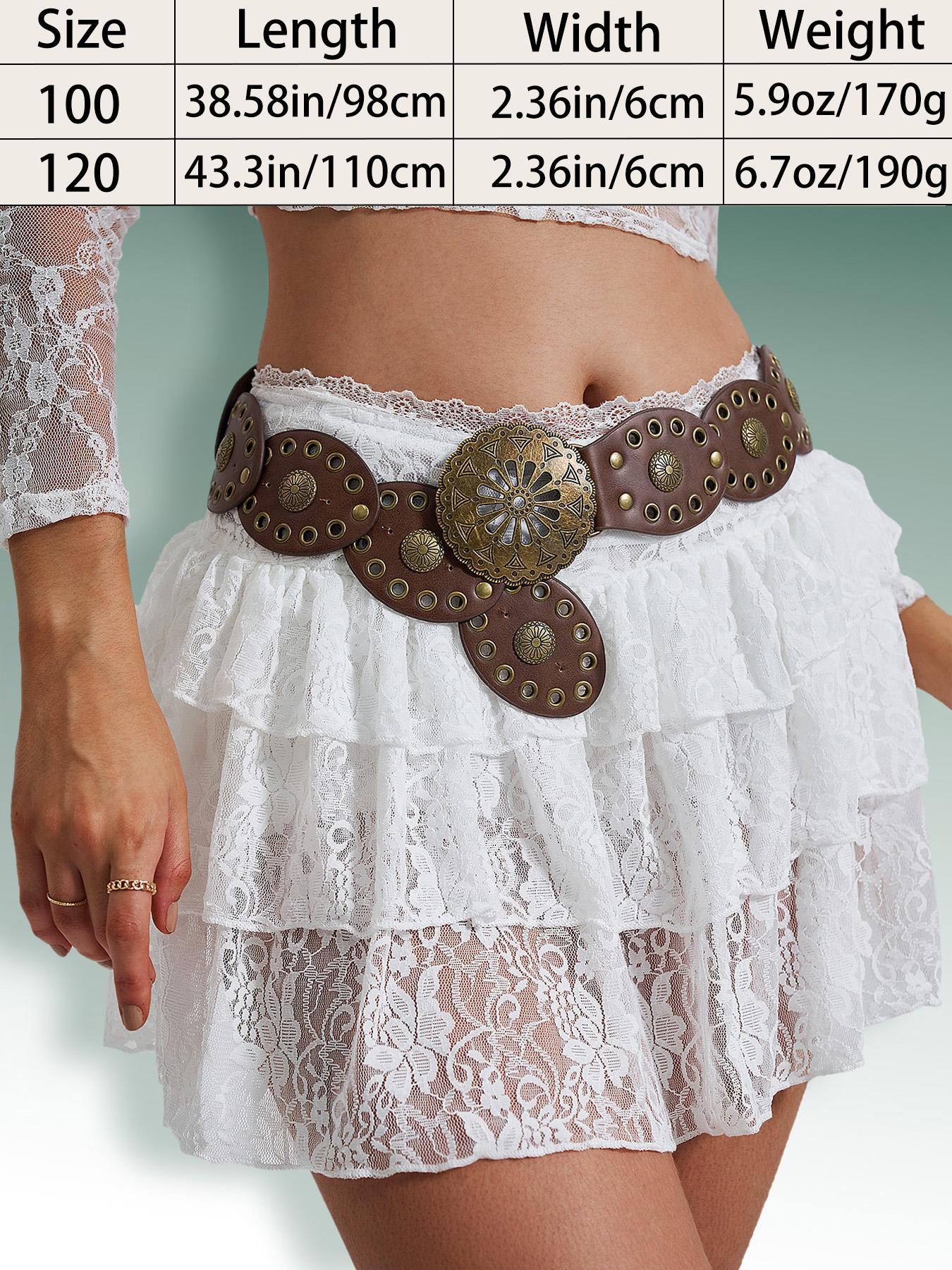 Women's Vintage Western Statement Belts, Boho Style Buckle Decorative Stylish Cowboy Cowgirl Belt for Daily Party Wear, Fashion Casual Dress Belt for Party, Daily Clothing Decoration, Fashion Vintage Belts