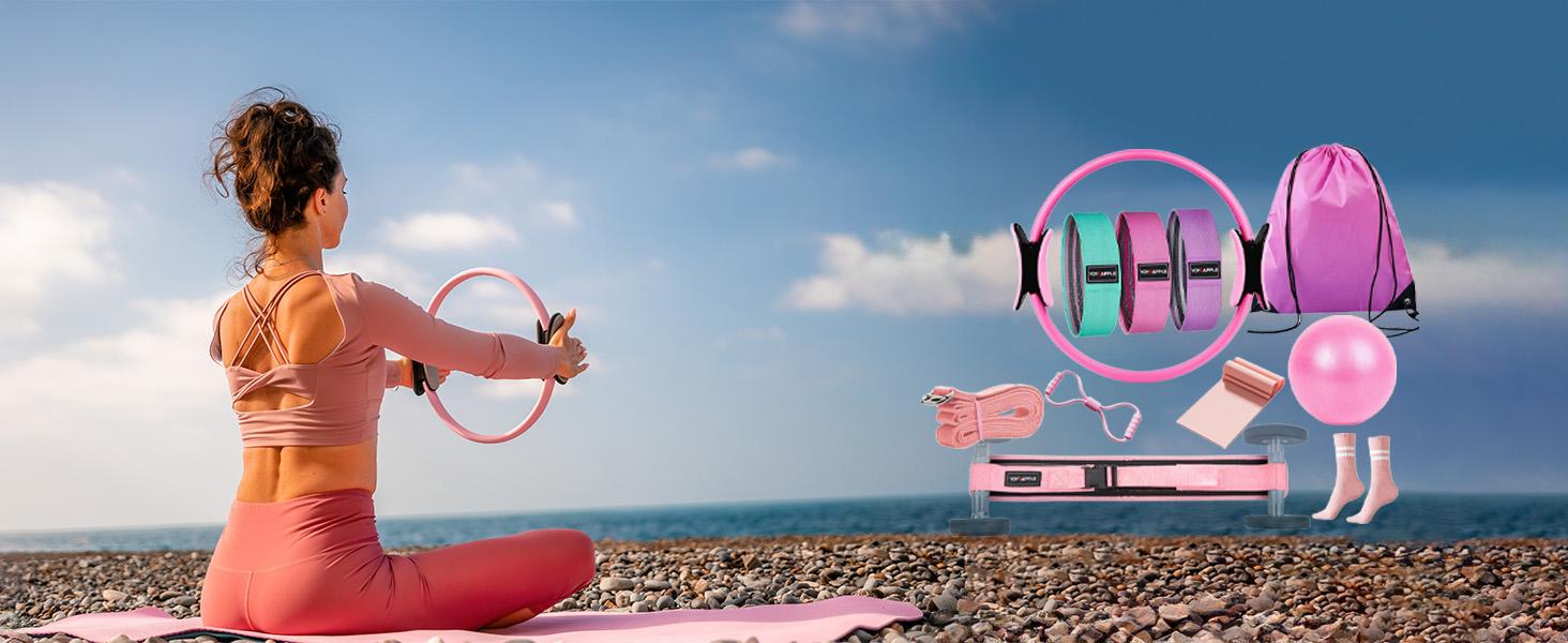 11 PCS Pilates Kit for Home Workouts Women – Includes Pilates Ring & Ball, 3 Fabric Resistance Bands, Hip Thrust Belt, 8-Shaped Band, Yoga Strap, Sticky Socks, Stretching Band, Carry Bag & Manual 11 PCS Pilates Kit for Home Workouts Women – Includes Pilates Ring & Ball, 3 Fabric Resistance Bands, Hip Thrust Belt, 8-Shaped Band, Yoga Strap, Sticky Socks, Stretching Band, Carry Bag & Manual