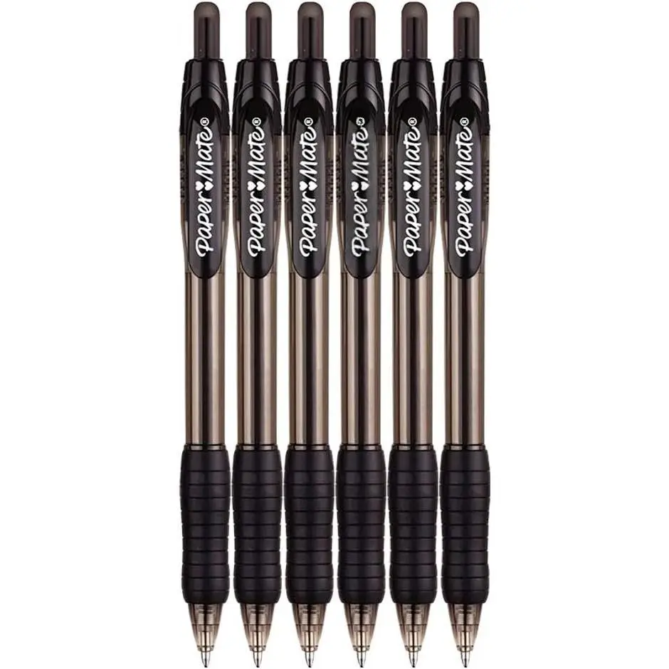 Profile Retractable Ballpoint Pens, 1.4mm, Bold Point, 6-Count (Black)