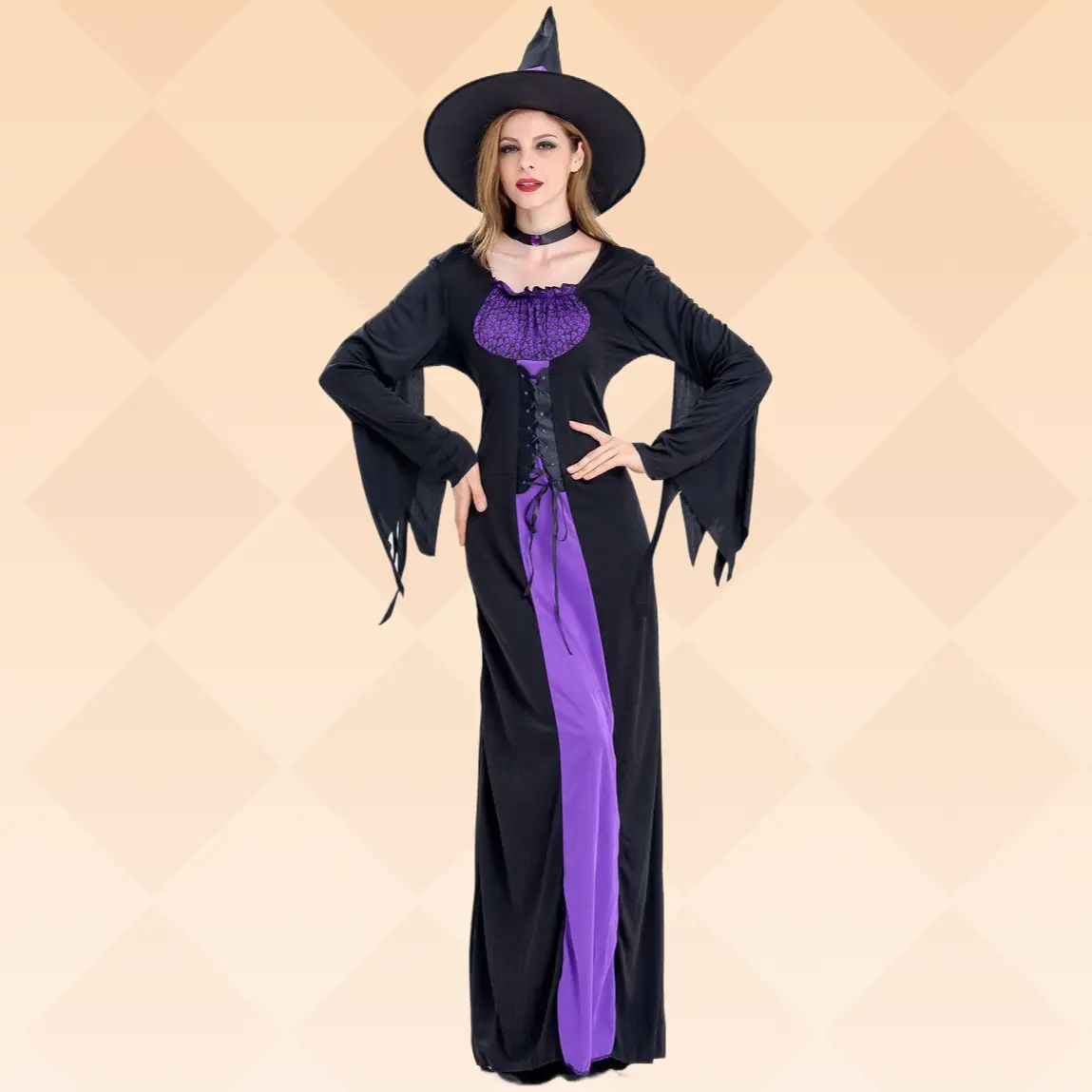 S-XXL Purple Vampire Witch Dress Women Halloween Costume For Masquerade Party And Stage Performance Use