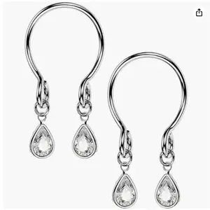 Stainless steel U-shaped fake nipple ring pendant, nipple chain with water drop zircon inlay, fake nipple ornament, no piercing required