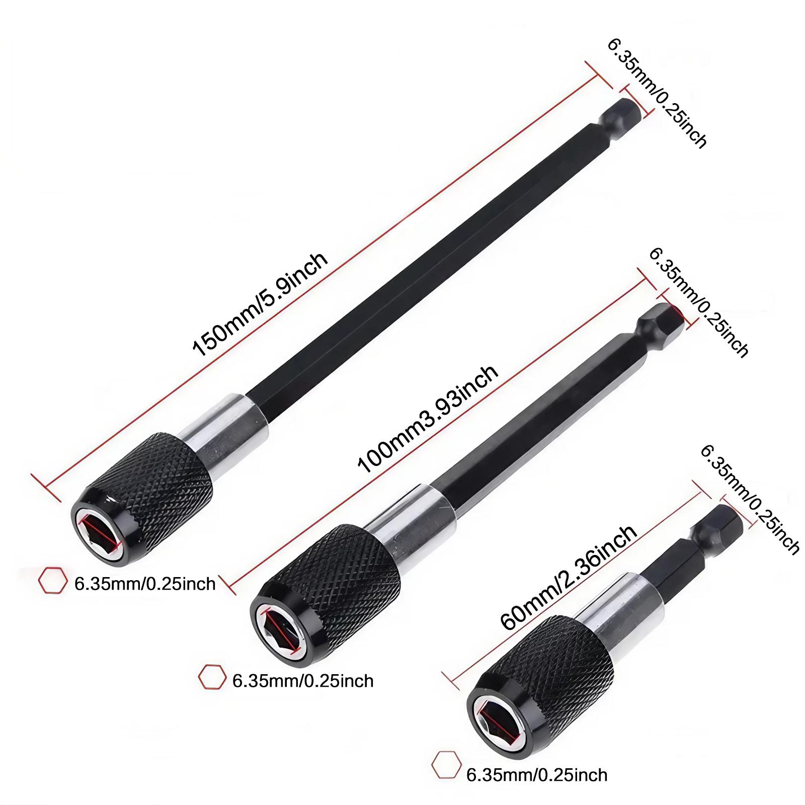 Magnetic Electric Screwdriver Extension Set, Quick Release Hex Adapter, Precision Magnetic Bit Holders for Repair