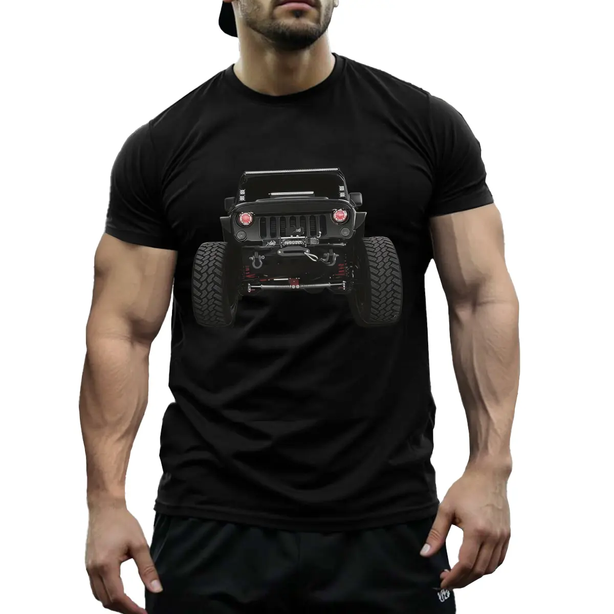 Men's 180G Pure Cotton T-Shirt - Sport Training and Comfortable Rest Large Wheel Design of American Offroad Buggy Round Neck Short Sleeve Style of Leisure Occasion of Leisure Departure The Conventional Version Four Stations