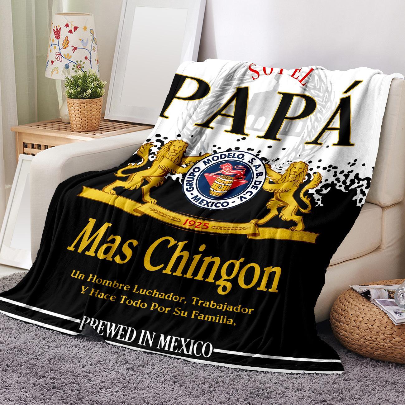 Papa Letter Print Soft Blanket, 1 Count Casual Soft Throw Blanket, Air-conditioned Room Blanket, Warm Nap Blanket for Home Office Travel Camping