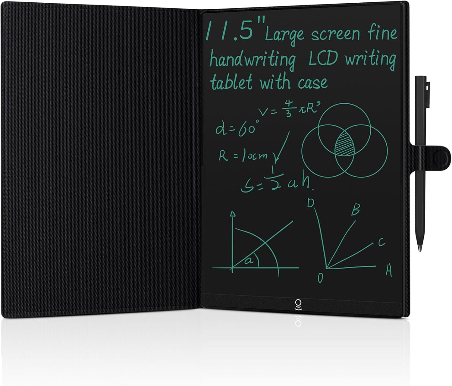 LCD Writing Tablet with Leather Case Reusable Digital Notepad Portable for Office Study Teaching Adults